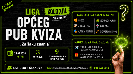 Za šaku znanja - ZIMSKO PROLJETNI OPĆI PUB KVIZ