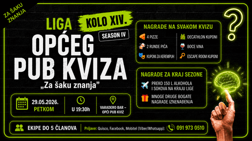 Za šaku znanja - ZIMSKO PROLJETNI OPĆI PUB KVIZ