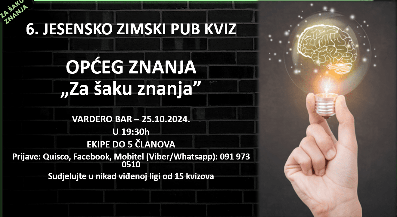 Za šaku znanja - 6. KVIZ JESENSKO ZIMSKOG OPĆEG KVIZA