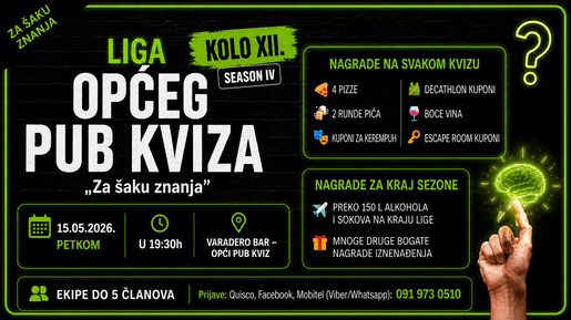 Za šaku znanja - ZIMSKO PROLJETNI OPĆI PUB KVIZ