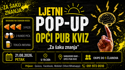 Za šaku znanja - LJETNI OPĆI KVIZ - VARADERO BAR