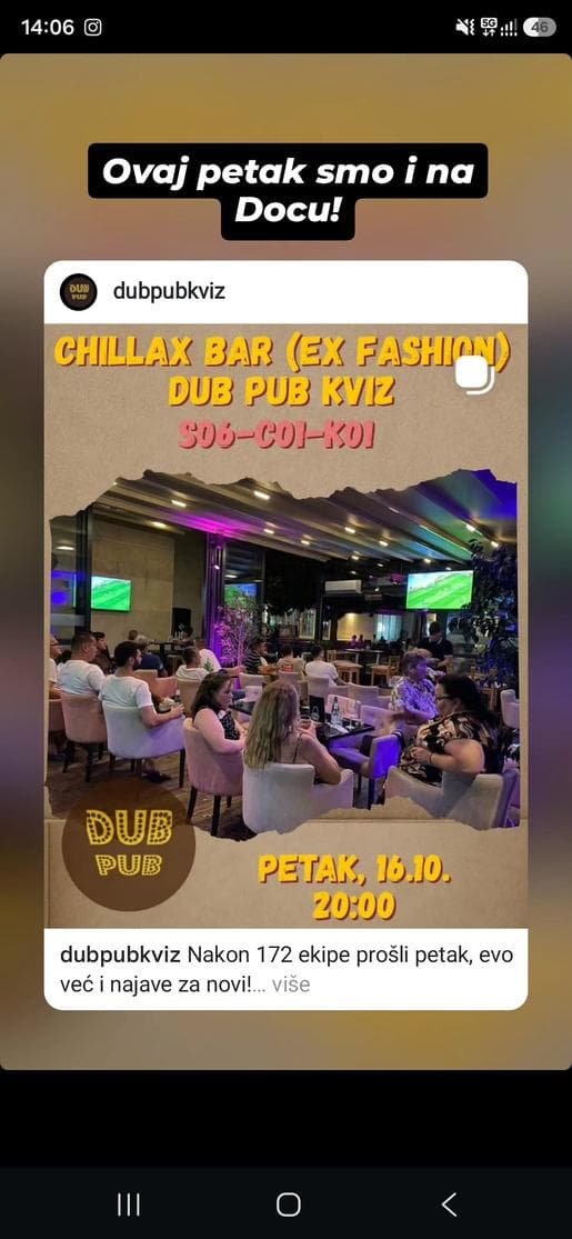 CHILLAX BAR (EX FASHION)- DUB PUB KVIZ
