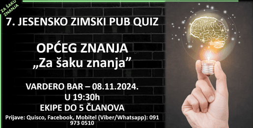 Za šaku znanja - 7. KVIZ JESENSKO ZIMSKOG OPĆEG KVIZA