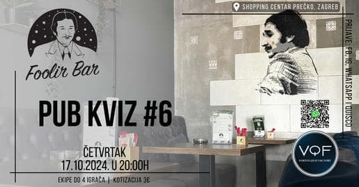 Kviz u Fooliru - prebačeno na petak