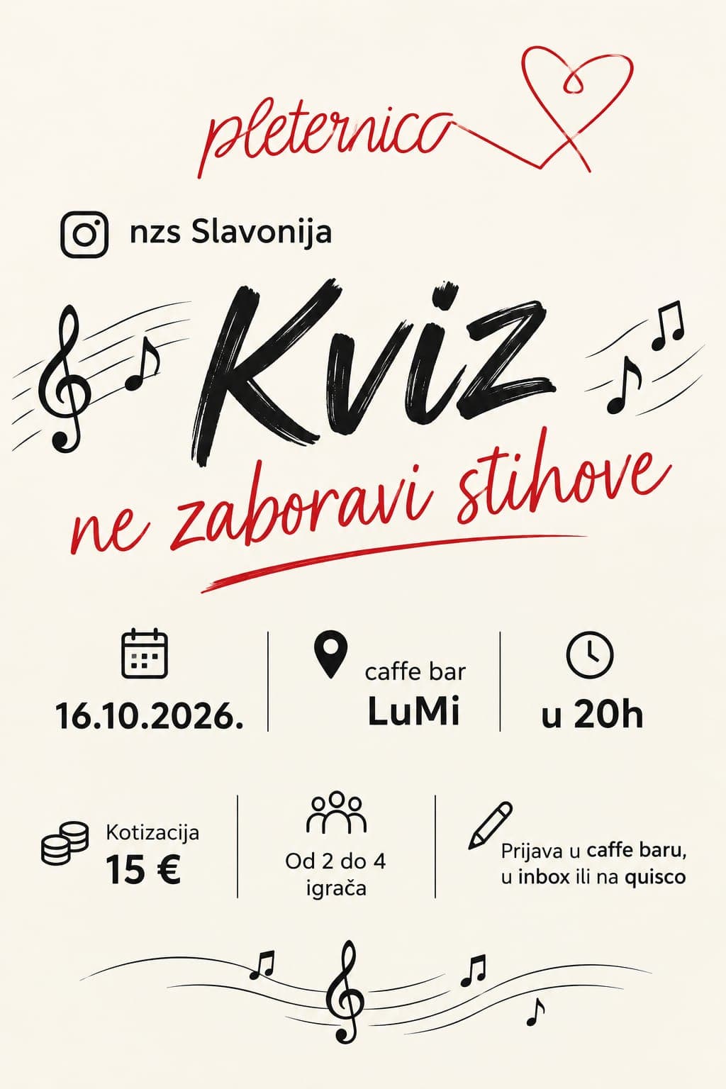 NE ZABORAVI STIHOVE PLETERNICA