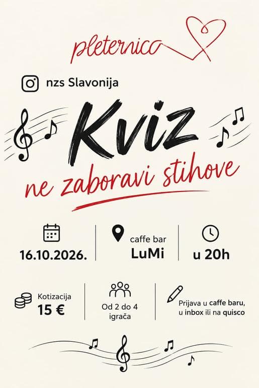 NE ZABORAVI STIHOVE PLETERNICA