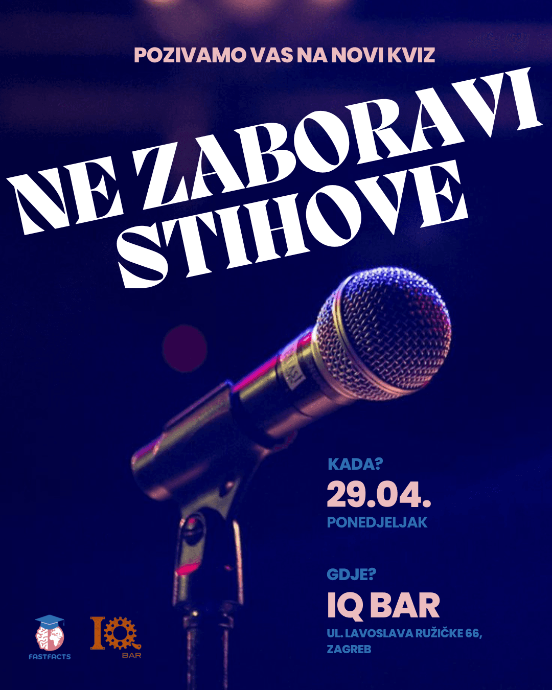 NE ZABORAVI STIHOVE kviz u IQ Baru