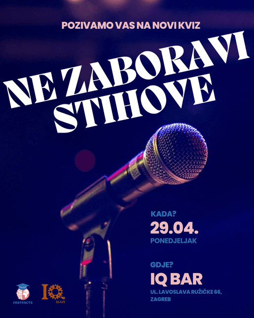 NE ZABORAVI STIHOVE kviz u IQ Baru