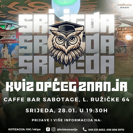 Kviskomanija - Kviz općeg znanja u Sabotageu