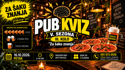 Za šaku znanja - JESENSKO ZIMSKI OPĆI PUB QUIZ
