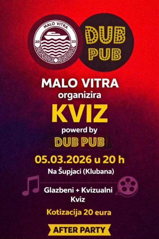 DUB PUB/MALO VITRA KVIZUALI+GLAZBA
