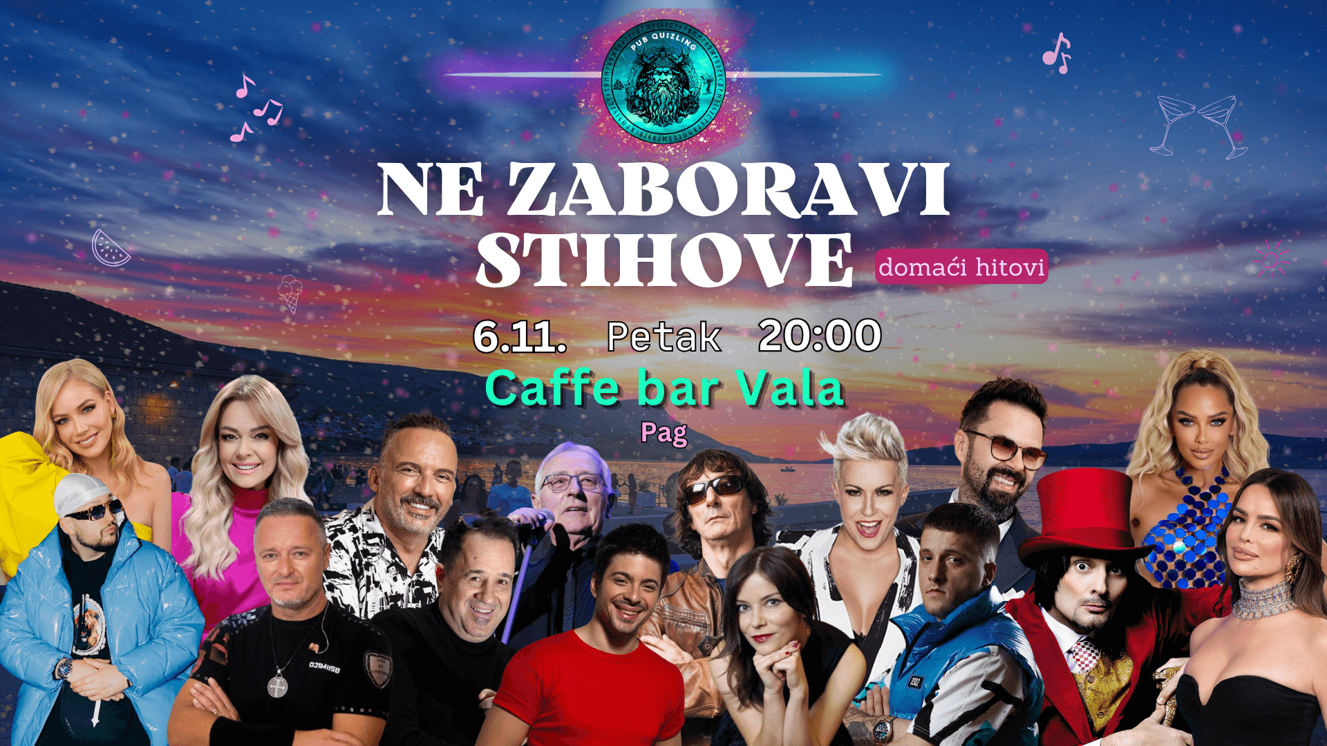 Ne zaboravi stihove kviz u Caffe baru Vala (Pag) 🎙️💃🏼🕺🏻