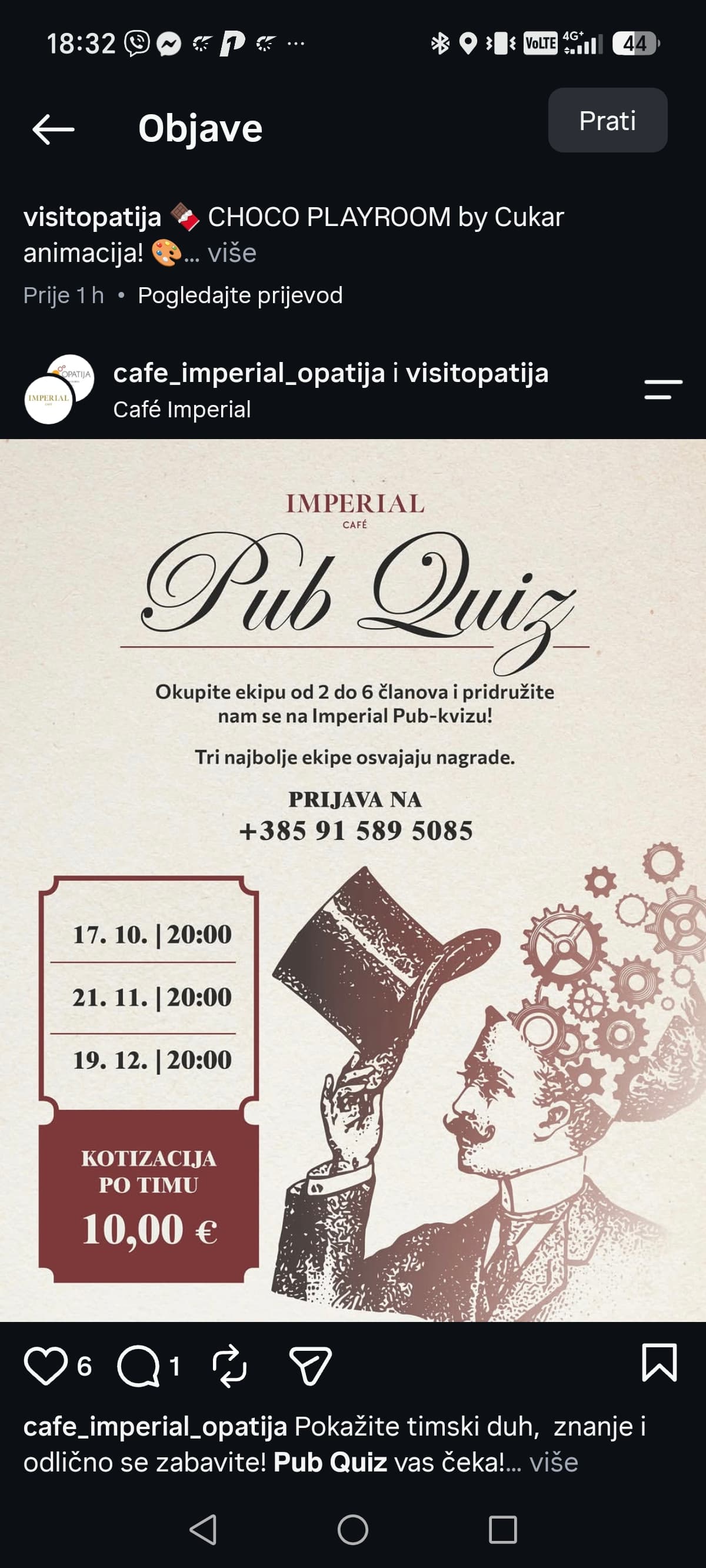 Pub kviz u Imperial Caffe Opatija