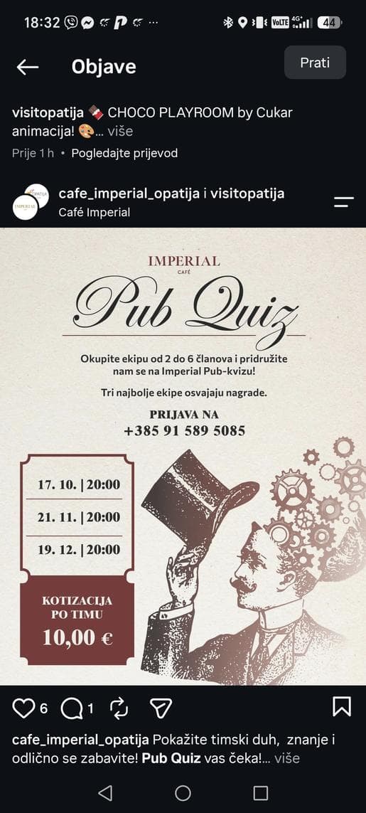 Pub kviz u Imperial Caffe Opatija