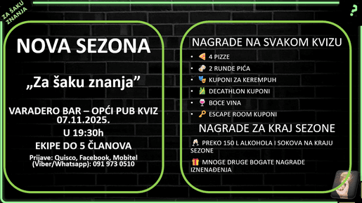 Za šaku znanja - OPĆI PUB QUIZ - JESENSKO ZIMSKA LIGA
