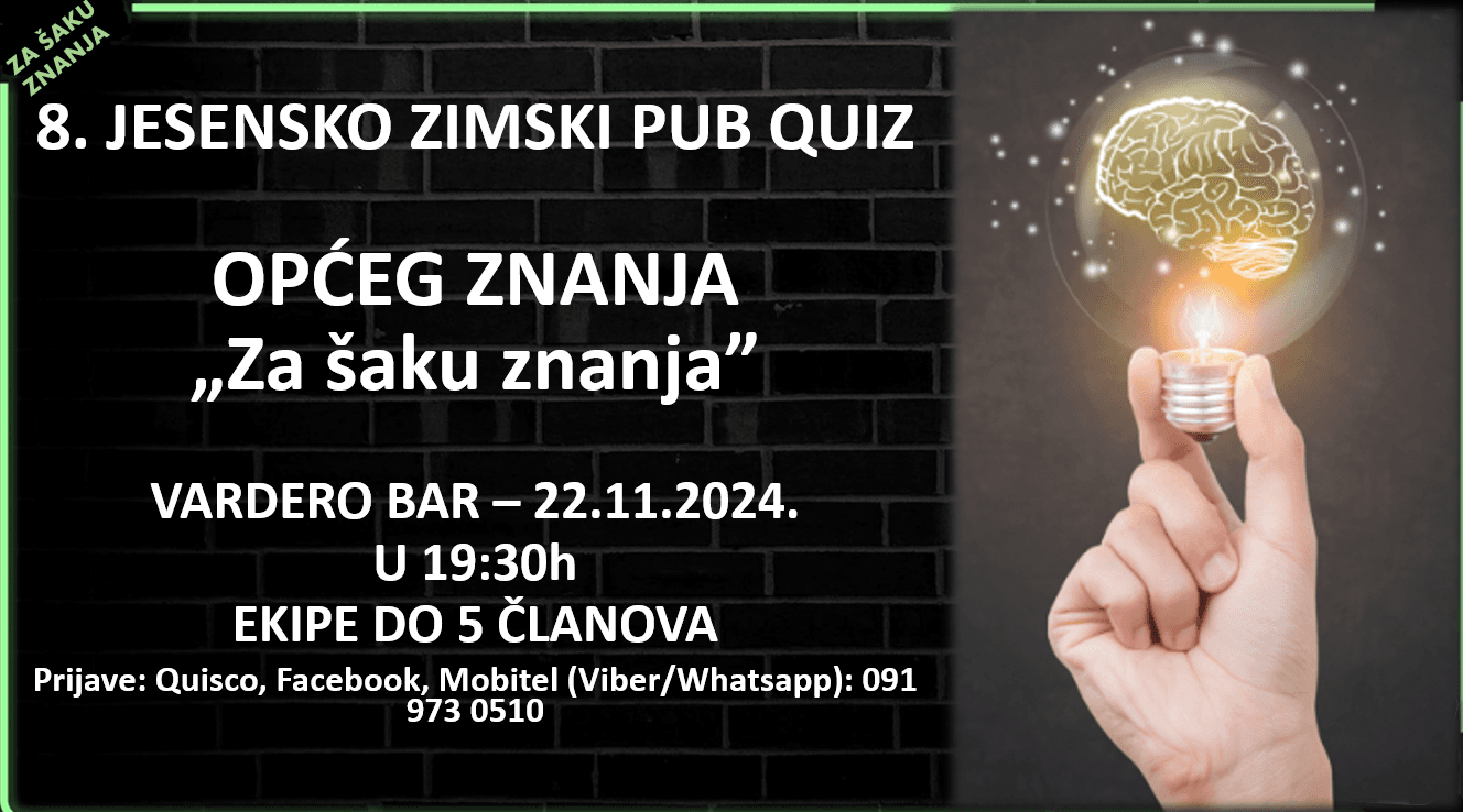 Za šaku znanja - 8. KVIZ JESENSKO ZIMSKOG OPĆEG KVIZA