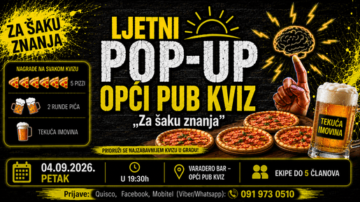 Za šaku znanja - LJETNI OPĆI KVIZ - VARADERO BAR
