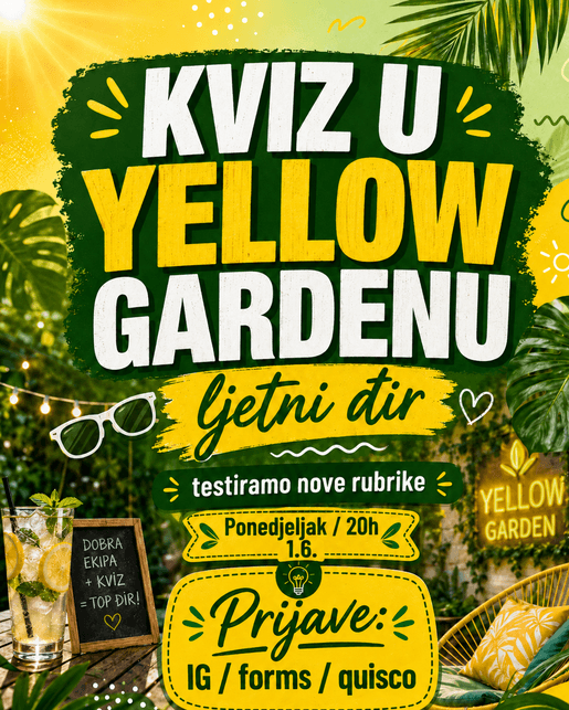 Ljetni đir - kviz općeg znanja u Yellow Gardenu